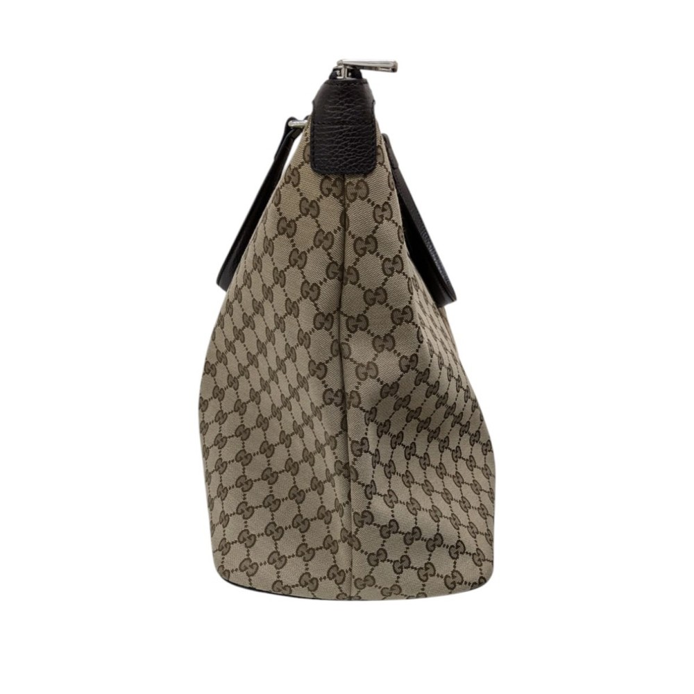 Gucci Green Brown Bag Canvas Khaki Tote - Picture 3 of 7
